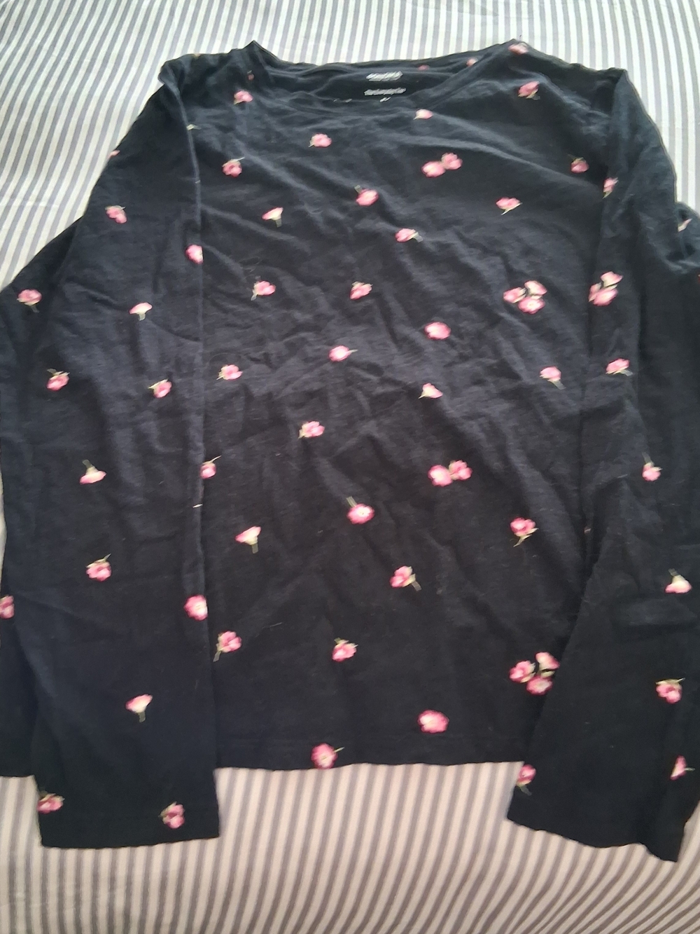 Sonoma Black Long Sleeve Tee with Pink Floral Buds